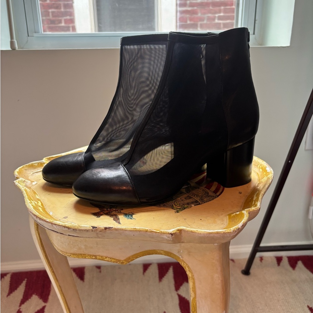 Rag and Bone Black Mesh and Leather Ankle Boots